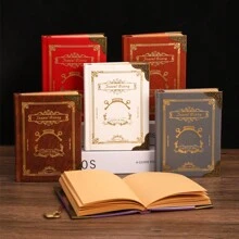 One Copy/Two Copies/Three Copies/Five Copies/Six Copies/Gift Box Version/Retro Soft Leather Hardcover Notebook With 200 Pages. It Features A Hollowed-Out Design On The Cover, A Satin Ribbon Bookmark, An Anchor Decoration, Metal Edges For Fixation, Eye-Protection Paper. It Is Suitable For Office Business, Campus Life, Daily Use And As A Holiday Gift. It's A High-Quality Notebook For Office Meetings, A Diary, A Bullet Journal And A Record Book.