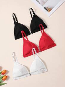 3pcs/Set Women's Front Closure Seamless Wire-Free Bras - Multicolor - View 4