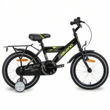 HILAND Rocket 16" 18" Vélo pour Enfants pour Garçons et Filles de 4 à 9 Ans, Vélo pour Enfants avec Cadre en Acier Carbone, Frein à Etrier, Frein à Rétropédalage arrière, Roues d'Entraînement Blanches et Porte-Bagages, 18 Pouces Avec Lumières (Noir/Blanc)