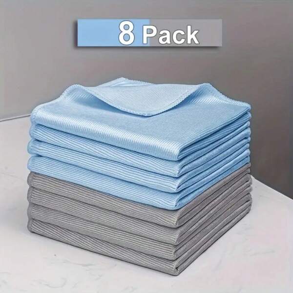 8pcs Lint-Free Microfiber Cloth For Streak-Free Cleaning Of Wine Glasses, Lenses, And Cameras - Drying Towel
