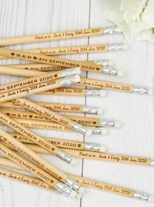 1/5/10/20/50/100pcs Customized Engraved Pencils, Personalized Text Pencils, Personalized Pens, Custom Wedding Gifts, Customized Pencils, Bulk Wedding Guest Favors, Custom Erasable Children Pencils, Sketch Pencils With Erasers, Reusable Pencils, Wood Color, White, Vintage, Personalized, Unique, His Custom Gift, Her Gift, Family, Friends, Kids, Students, Workers, Clients, Business/Work/Office, School Back To School - Multicolor - View 2