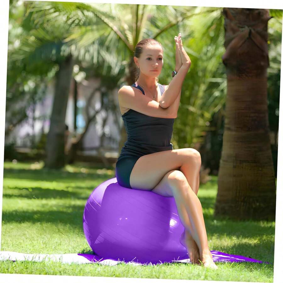 1pc Yoga Ball, Fitness Ball, Purple Fitness Ball, Therapy Ball, Mini Fitness Ball, Core Ball 5 Sizes, Mini Swing Ball, Yoga, Workout, Bend, Core Training And Physical Therapy, Improve Balance Birthing Ball, Physical Therapy, Balance, Stability, Fitness, Office Ball Chair, Smooth Surface - Purple - View 1