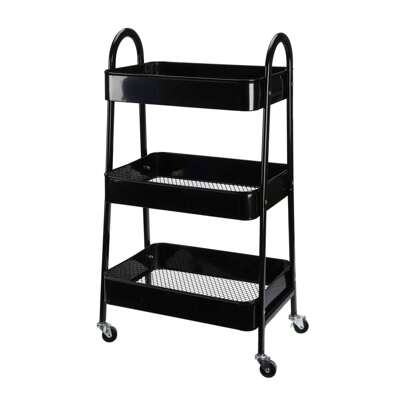 Well Home Carrinho de cozinha Wellhome preto com 3 cestos e rodas Alt.79,5cm. Frete grátis em 24/72 horas