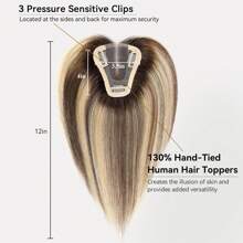 3.5x4 女士手工绑带蕾丝底座真人发饰，12 英寸真发 - 流行色(其他顏色) - 查看 2