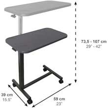 PEPE - Overbed Table With Wheels Sturdy Frame Disabled Table For Eating Over Chair Table Adjustable Hospital Table Overbed With Wheels Bedside Table For Eating In Bed - Grey1 - View 2