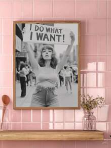 1PC I Do What I Want Wall Art, Vintage Woman Protest Canvas Wall Art , Black And White Print, Girl Power Art, Print, Retro Wall Decor,For Dorm,Apartment,Bedroom,Living Room,Modern Home Decoration Unframed