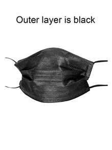 [50pcs/20pcs/10pcs Pack] Adult Disposable Black 1-Ply Non-Woven Fabric Face Mask Suitable For Daily Wear - Black - View 2