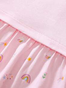 女童短袖刺绣可爱连衣裙，夏季儿童连衣裙 - 粉色 - 查看 6