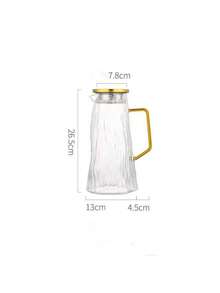 1 pieza Jarra de agua resistente al calor, jarra de agua de glaciar de vidrio borosilicato de alta calidad, jarra de jugo de gran capacidad, tetera doméstica, tetera de infusión de frutas para restaurante, artículo para el hogar