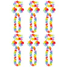 24 Pcs Hawaiian Garlands, Hawaiian Leis Set With Necklace Headbands Bracelet, Tropical Theme Party Decorations Vibrantly Colored Hawaiian Fancy Dress Luau Flower Essential Tropical Decorations(There Are A Total Of 6 Sets, Each Set Containing 4 Pieces, For A Total Of 24 Pieces)