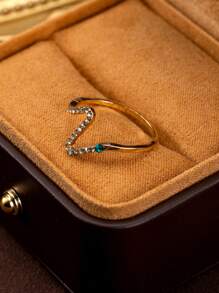 1pc Fashionable Minimalist Snake Shaped Rhinestone Embellished Elegant Ring