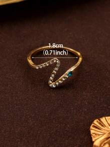 1pc Fashionable Minimalist Snake Shaped Rhinestone Embellished Elegant Ring