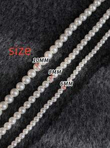 4 件珍珠串珠首饰套装，简约优雅 925 银扣项链和手链套装，含 8 毫米、10 毫米珍珠、耳环，适合女孩、女士、母亲、情人节的礼物，附小黑盒（珠子数量随机）