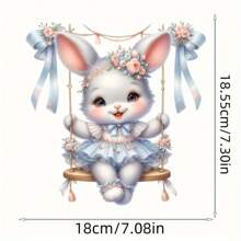 1 件/2 件/3 件优雅公主裙兔子熨烫转印补丁，摇摆蝴蝶结设计，混合颜色乙烯基热压贴纸，适用于 T 恤、口罩、牛仔裤、背包 - DIY 升华贴花，1 件装 - 彩色 - 查看 2