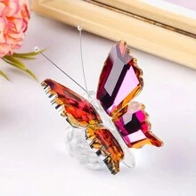 1 Piece Exquisite Multicolor Crystal Butterfly Figurine Colorful Butterfly Figurine With Crystal Ball Base, Small Glass Butterfly Statue Gifts For Women Men, Cute Animal Ornament Collectible For Home Office Decoration Ideal Gift For Christmas, Mother's Day, Father's Day, Valentine's & Weddings Birthday Graduation