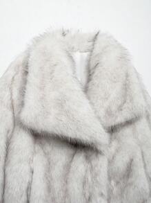 Seelio 秋冬新款厚人造毛领人造毛内衬中长款时尚皮草大衣