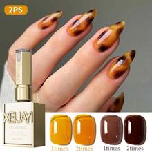 XEIJAYI XEIJAYI 2PCS 15ml Two-Color Combination Set, Brown Yellow Dual-Color Nail Gel Kit, Enhances Skin Tone, Suitable For Nail Salons And DIY Nail Art.