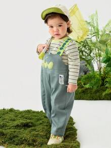mini bala Kids' Overalls Set, Quick Dry T Shirt And Suspenders, Two Pieces Outfit For Boys And Girls - Green Coffee Color - View 3