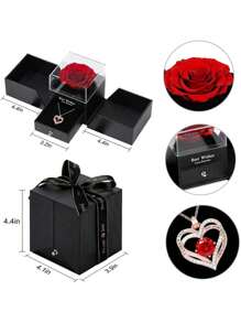 1 set Collar - Caja de regalo de rosa lujosa, perfecta para el Día de San Valentín, Día de la Madre, aniversario, cumpleaños y cualquier ocasión especial - Multicolor - Ver 5