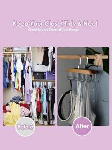 1PC/2PCS Gancho de cinto de guarda-roupa, cabide de madeira resistente com 8 ganchos, cabide giratório de 360 ° que economiza espaço. Cabide de armazenamento de guarda-roupa adequado para cintos, gravatas, coletes, sutiãs, cachecóis