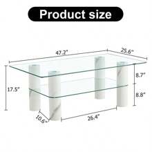 Modern Minimalist Double Layered Transparent Tempered Glass Coffee Table And Coffee Table, Paired With White MDF Drative Columns. Computer Desk. Game Table. CT-X02