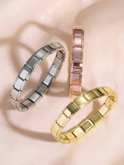 1 PIEZA Brazalete elástico de acero inoxidable chapado en oro de 18 k, se puede combinar libremente con brazaletes de retazos para hombre. Apto para uso diario