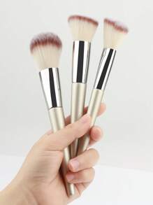 1 Large Loose Powder Brush Foundation Brush Soft Makeup Brush Beginner Makeup Tool Soft-Bristle Contouring Brush - Silver - View 1