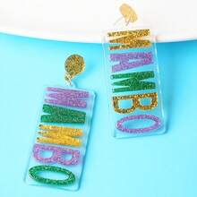 1 Pair Fashionable Carnival, Party Letter Acrylic Pendant Earrings For Women - Multicolored - View 3
