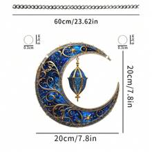 1 Piece Traditional Holiday Blue Star And Moon Lamp Pendant. 2D Acrylic Creative Wall Door And Window Art Hanging. An Exclusive Accessory For Everyday Home Patio Porch Wear. Ideal Shelf For Offices, Cafes And Dormitories. A Surprise Gift For Your Dear Friends.,Home Decor ,Room Decor,Wall Decor E-I-D