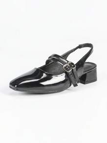 xingyunxing Mary Jane Pumps, Koreaanse Stijl Chunky Heeled Slip-On Ondiepe Pumps Voor Vrouwen