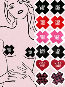 2pcs/4pcs/6pcs/8pcs/10pcs/14pcs/Printed Nipple Patch Disposable X-Type Chest Sticker, Nipple Patch Sexy Bra Disposable Anti-Bump Three-Point Accessories Husband And Wife Passion Anti-Walking Light Adult Products, Male And Female Fun Products, Masks, Night Lights, Desire To Ignite-Valentine's Day Gifts