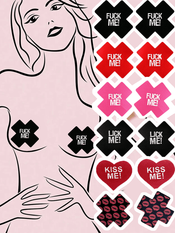 2pcs/4pcs/6pcs/8pcs/10pcs/14pcs/Printed Nipple Patch Disposable X-Type Chest Sticker, Nipple Patch Sexy Bra Disposable Anti-Bump Three-Point Accessories Husband And Wife Passion Anti-Walking Light Adult Products, Male And Female Fun Products, Masks, Night Lights, Desire To Ignite-Valentine's Day Gifts