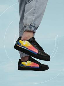 Men's Custom PU Skateboard Shoes, Personalized Customized Photo Design, Soft Sole Lightweight Non-Slip Wear-Resistant , Comfortable Casual Sneakers For All Season, Unique Gifts For Men And Women