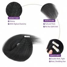 26 Inches Tape In Hair Extensions Human Hair Kinky Straight Remy Hair 20Pcs Natural Color Real Human Hair Tape In Extensions