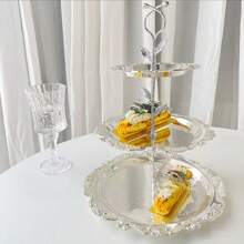 欧式金属三层蛋糕架水果盘婚庆甜品桌展示架蛋糕盘茶歇桌下午茶 - 彩色 - 查看 3