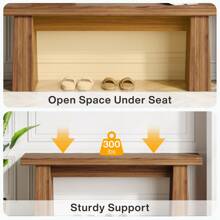 LITTLE TREE LITTLE TREE 47-Inch Wood Dining Table Bench,Wooden Entryway Bench Modern End Of Bed Bench,  Long Kitchen Bench With Sturdy Frame For Dining Room, For Bedroom Living Room Hallway, Easy Assembly, Brown