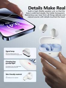 Tai nghe nhét tai không dây Tws BT5.4 siêu nhỏ âm thanh nổi Hi-Fi không dây giảm tiếng ồn thông minh điều khiển âm lượng Tai nghe thể thao gọi điện siêu bền cảm ứng nhỏ gọn và di động tương thích với iPhone/Android Tai nghe nhét tai/Thể thao/Ngoài trời/Giải trí/Ngủ Tai nghe không dây, Quà tặng tuyệt vời cho nam và nữ - trắng - Xem 2