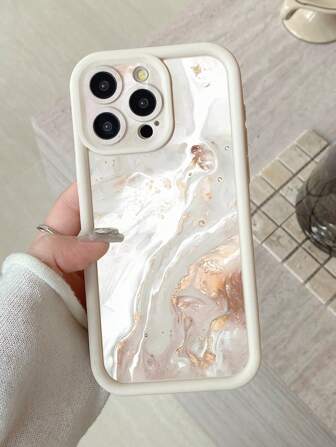 1pc Marble Pattern Phone Case With Precise Camera Hole Design, Protective Shock-Proof Light Beige Cover Compatible With Apple 11 Pro Max/12 Pro Max/13 Pro Max/14 Pro Max/15 Pro Max/16 Plus/16 Pro Max, Galaxy A55/A15/S24 Ultra, Redmi, OPPO/Realme, VIVO, Infinix, Honor, MOTO, One Plus Waterproof Anti-Fall Scratch Resistant