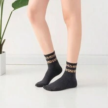 6 Paris Leopard Print Crew Socks Animal Pattern Dress Socks For Women, Lady - Multicolor - View 4