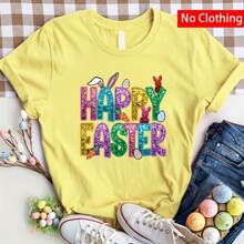 1 件/2 件/3 件复活节兔子熨烫转印贴纸，DIY 热压贴纸混合颜色，采用涤纶材料制成，适用于 T 恤、口罩、牛仔裤、背包、帽子、枕头 - 个性化、可洗服装装饰 - 彩色 - 查看 1