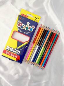 24支双头彩色铅笔，双色笔杆，是创意绘画、涂鸦和涂色的理想之选，开学必备 - 彩色 - 查看 18