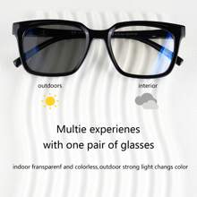 Photochromic Progressive Multifocal Reading Glasses, Readers, Square Frame, Fashionable Unisex Design - White - View 3