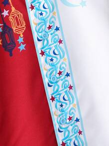 年轻男孩服装 - 飘逸的裤子和羽毛印花衬衫，一份可爱的礼物 - 白色 - 查看 6