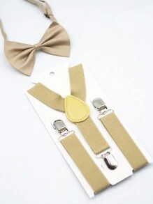 2 Pieces/1 Set Of Children's Solid Color Bow Ties And Straps, Suitable For Wedding Parties, Birthdays, Various Holiday Commemorative Gifts, School Performances, Decorations, And Neutral Daily Wear - Multicolor - View 8