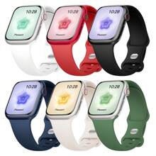 6 pulseiras de relógio de silicone esportivas e modernas compatíveis com pulseiras Apple Watch de 38 mm, 40 mm, 41 mm, 45 mm, 44 mm, 42 mm e 49 mm, pulseira de substituição macia, confortável e respirável com acessórios de pulseira Ultra Series 10/9/SE/8/7/6/5/4/3/2/1