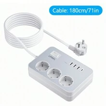 LIPWEL LIPWEL 1Pc 7 In 1 Power Supply Power Outlet Socket, 1M, 1.8M, 3M, 5M, Power Strip With 4 USB Charging Ports, Wall Mounting Power Strip (16A, 3680W) With Switch And Power Indicator Light, Multiple Plug USB Socket For Smartphone Laptop Home, Office Usage, White Black,Multi Functional Power Socket