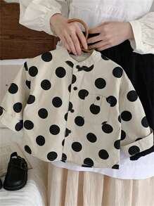 幼儿男孩/女孩圆点长袖衬衫、时尚上衣、春/秋