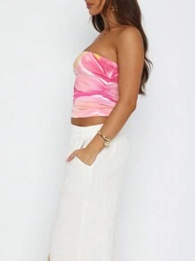 Women's Flower Pattern Tube Top Y2K Slim Top Summer Streetwear