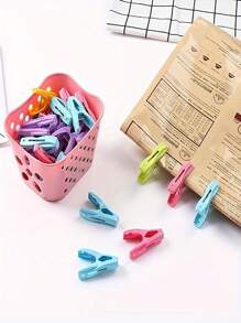 Set de 30 pinzas/broches pesados, anti viento, para colgar ropa, ropa interior, pinzas pequeñas, pinzas plásticas para perchas de vestidos, en colores aleatorios