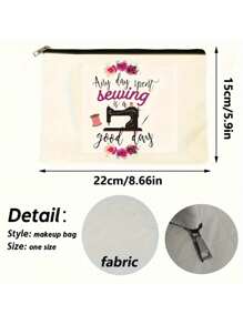 Sewing Machine Pattern Cosmetic Bag, Sewing Tool Organizer, Sewing Cosmetic Bag, Sewing Themed Gifts, Travel Toiletries Zipper Bag, Portable Canvas Organizer, Drawing Pencil Case, Valentine's Day Back-To-School Teacher Gift, Sewing Lover - Double-sided Pattern - View 7